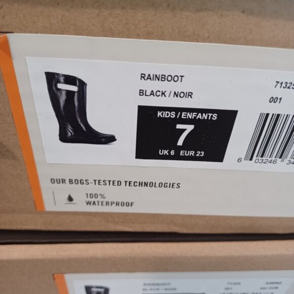 Bogs Black Waterproof Boots Kids Rainboot Shoes - Picture 8 of 10